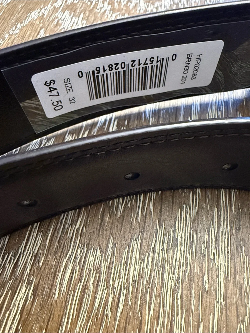 Perry Ellis Brown Black Leather Reversible Belt with Polished Gunmetal Buckle